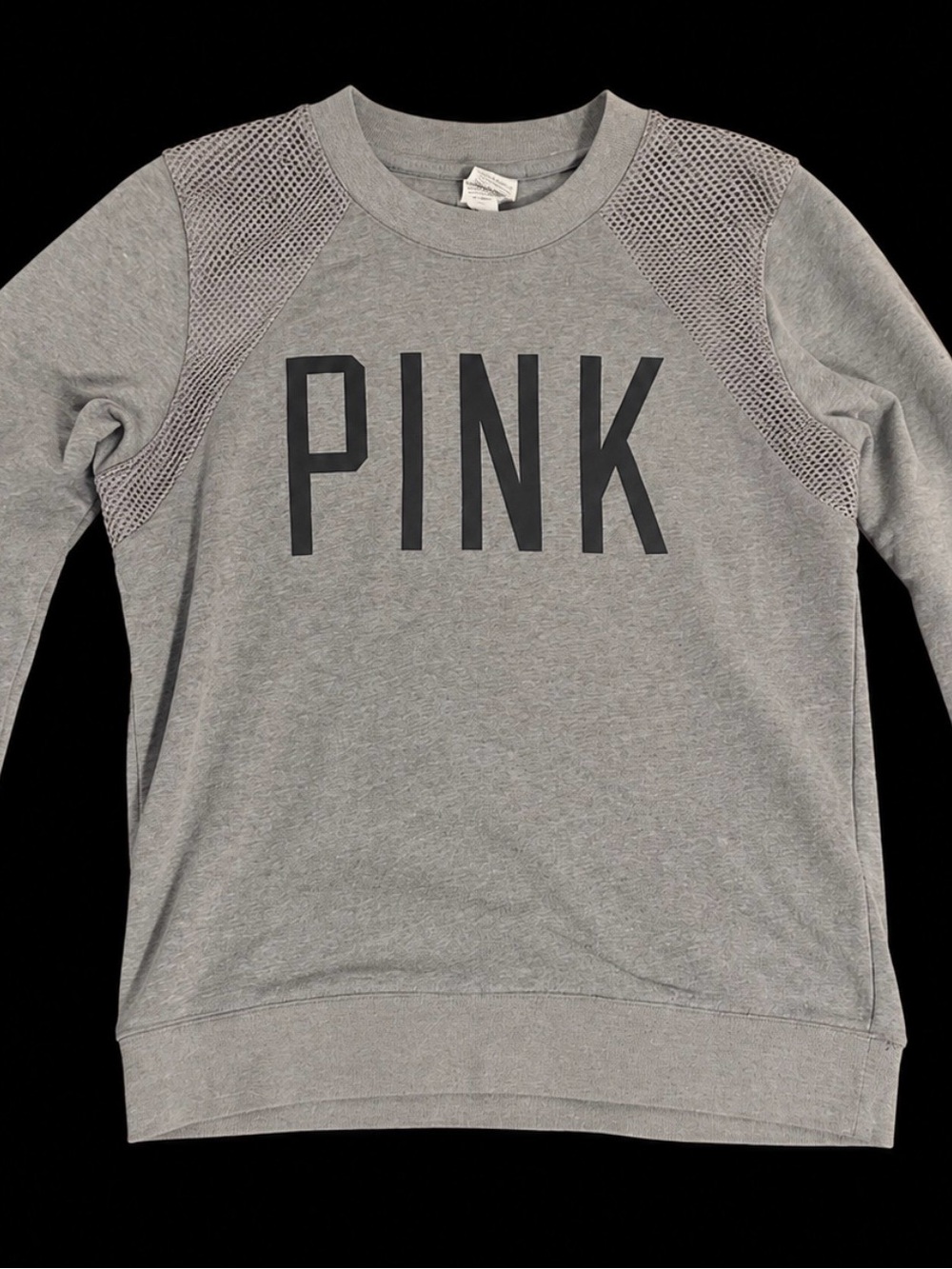 PINK Victoria's Secret Gray Mesh-Detail Sweatshirt